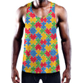 Autism Awareness Jigsaw Pattern Print Men's Workout Tank Top