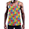 Autism Awareness Jigsaw Pattern Print Training Tank Top