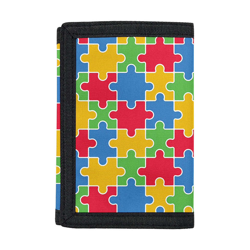 Autism Awareness Jigsaw Pattern Print Trifold Wallet