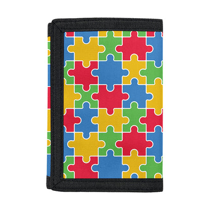 Autism Awareness Jigsaw Pattern Print Trifold Wallet