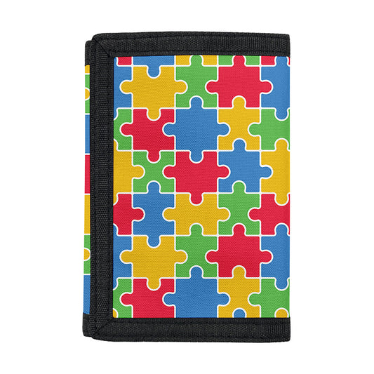 Autism Awareness Jigsaw Pattern Print Trifold Wallet