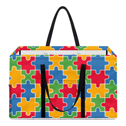 Autism Awareness Jigsaw Pattern Print Utility Tote Bag