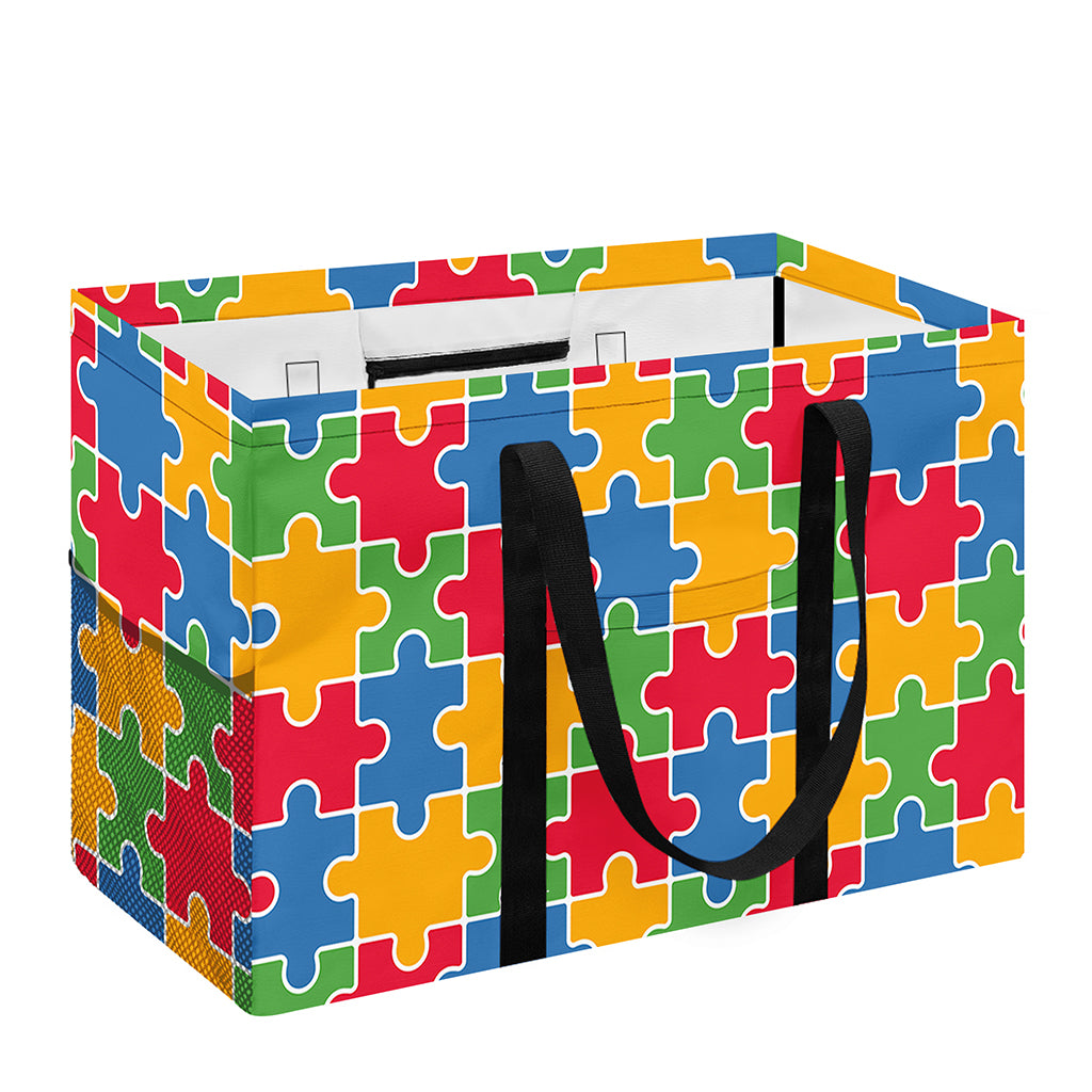 Autism Awareness Jigsaw Pattern Print Utility Tote Bag