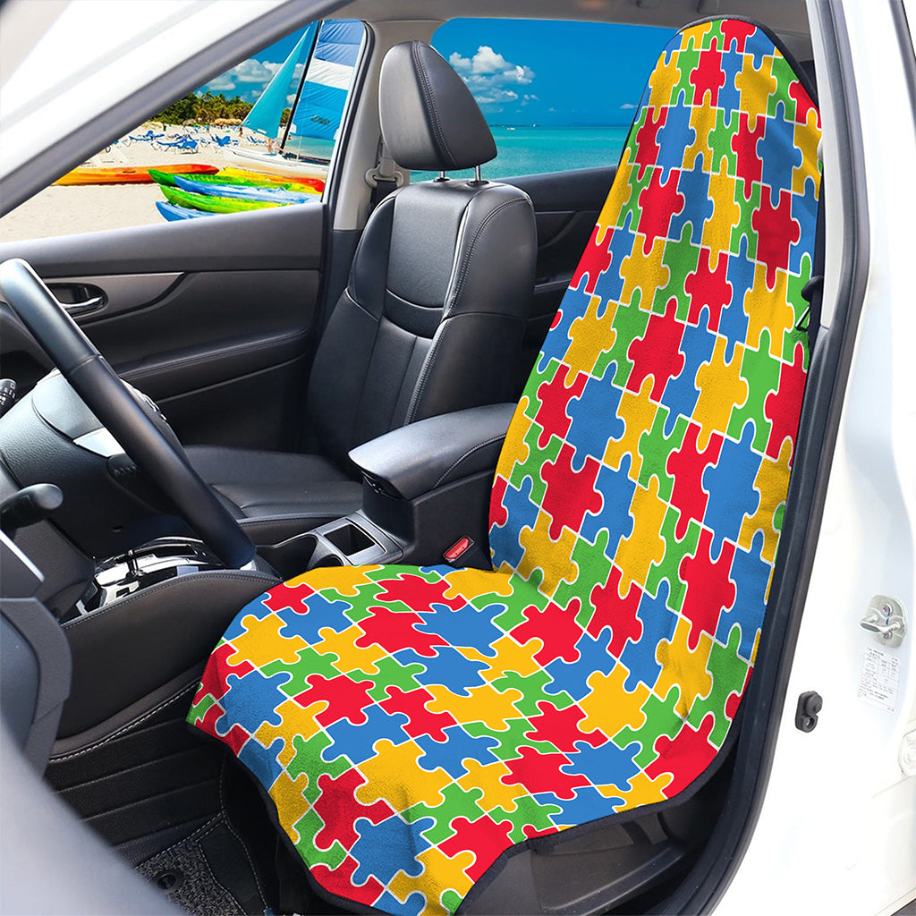 Autism Awareness Jigsaw Pattern Print Waterproof Car Seat Cover