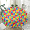 Autism Awareness Jigsaw Pattern Print Waterproof Round Tablecloth