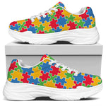 Autism Awareness Jigsaw Pattern Print White Chunky Shoes