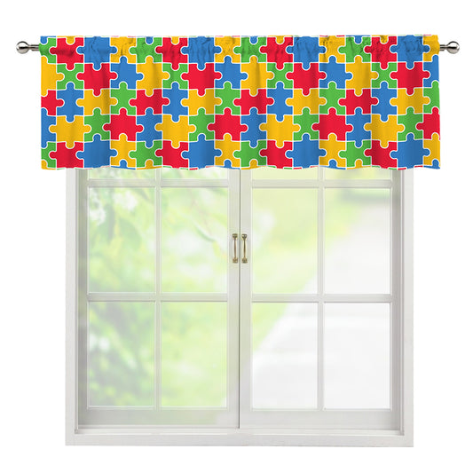 Autism Awareness Jigsaw Pattern Print Window Valance