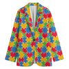 Autism Awareness Jigsaw Pattern Print Women's Blazer