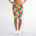 Autism Awareness Jigsaw Pattern Print Women's Capri Leggings