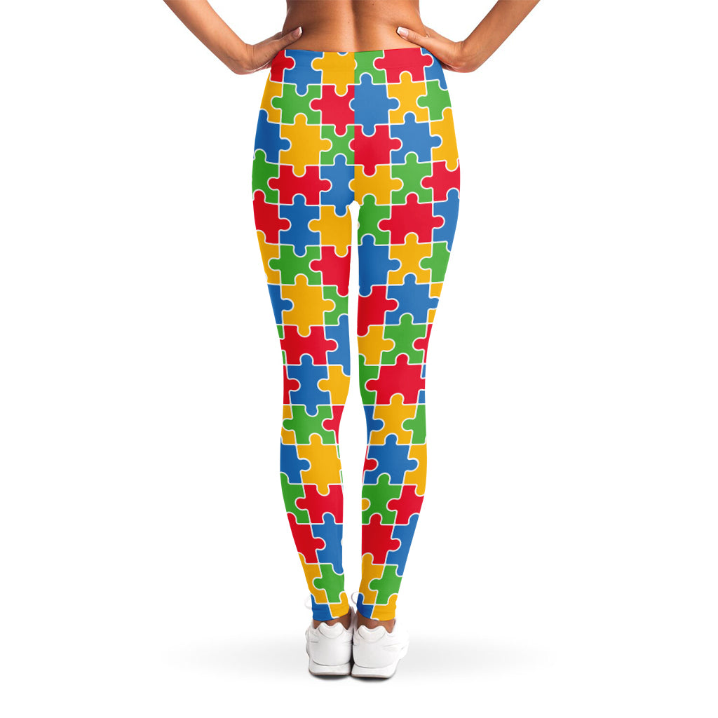 Autism Awareness Jigsaw Pattern Print Women's Leggings