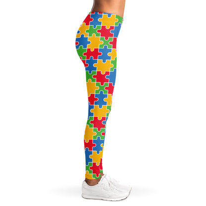 Autism Awareness Jigsaw Pattern Print Women's Leggings