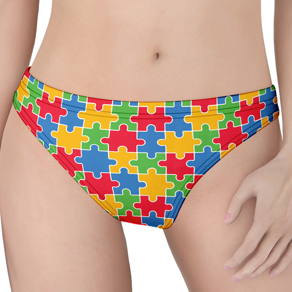 Autism Awareness Jigsaw Pattern Print Women's Thong