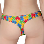 Autism Awareness Jigsaw Pattern Print Women's Thong