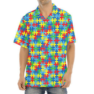 Autism Awareness Jigsaw Print Aloha Shirt