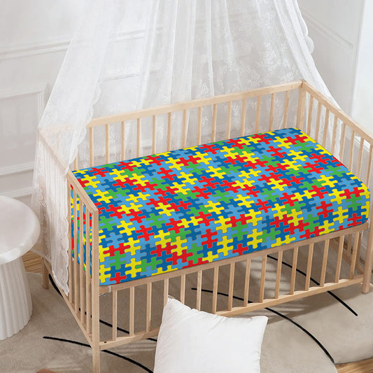Autism Awareness Jigsaw Print Baby Crib Sheet
