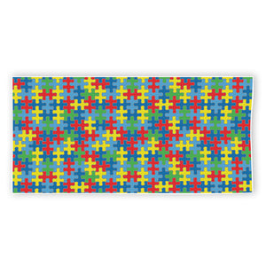 Autism Awareness Jigsaw Print Beach Towel