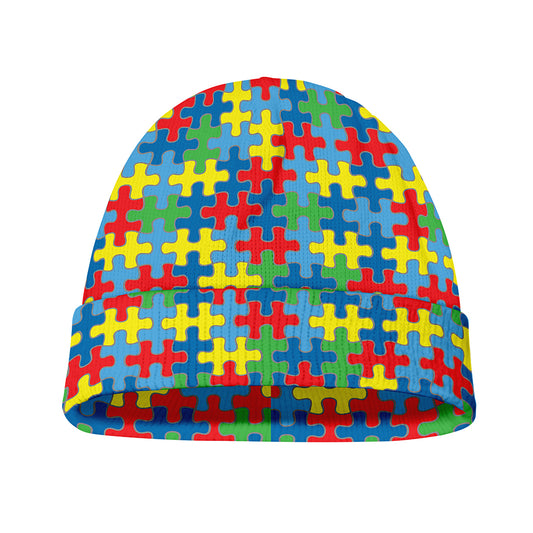 Autism Awareness Jigsaw Print Beanie