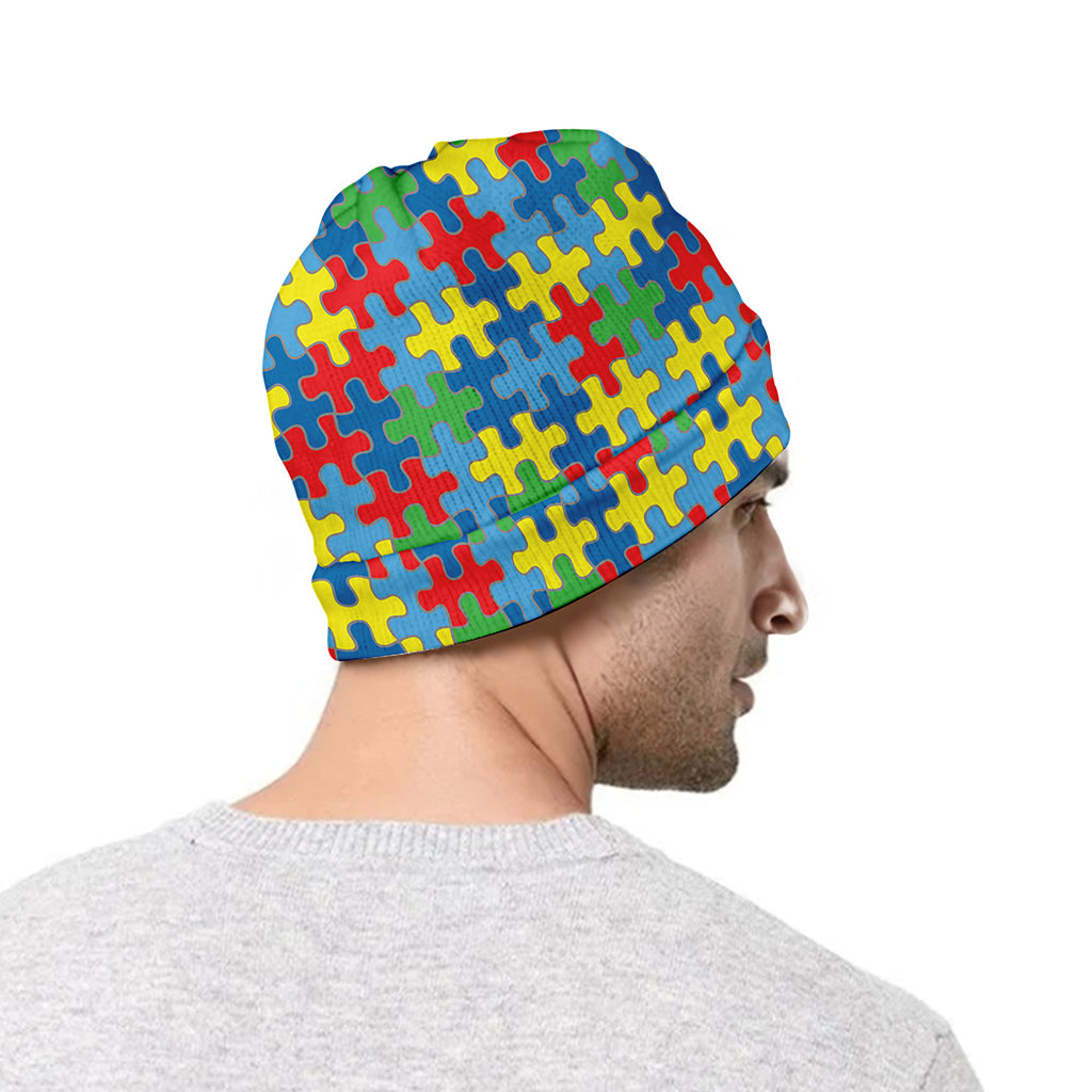 Autism Awareness Jigsaw Print Beanie