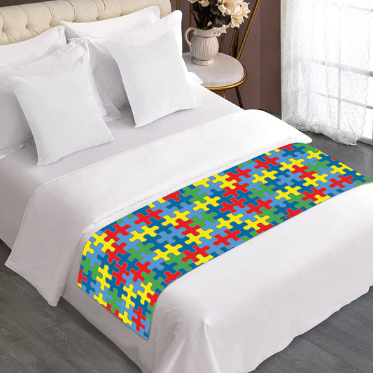 Autism Awareness Jigsaw Print Bed Runner