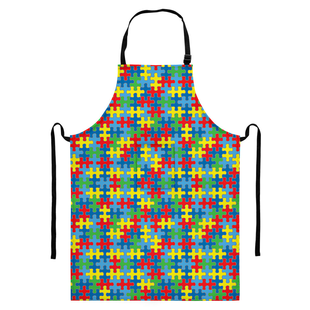 Autism Awareness Jigsaw Print Bib Apron With Pocket