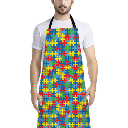 Autism Awareness Jigsaw Print Bib Apron With Pocket
