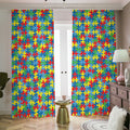 Autism Awareness Jigsaw Print Dimout Pencil Pleat Curtains