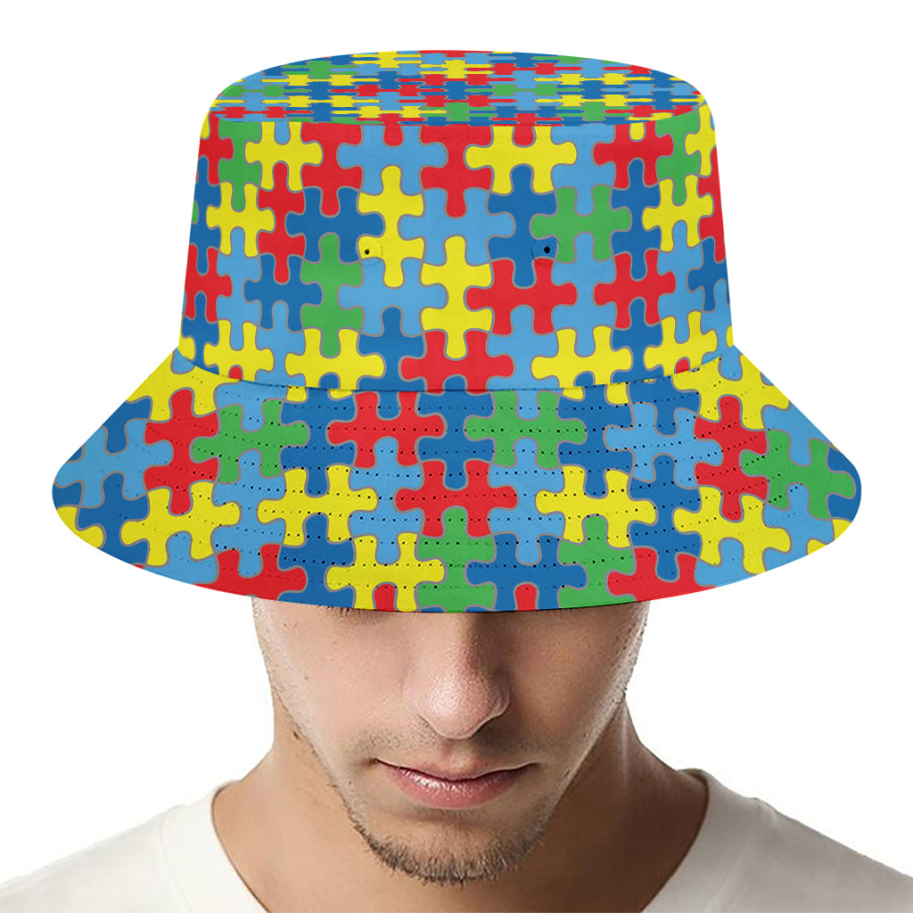 Autism Awareness Jigsaw Print Bucket Hat