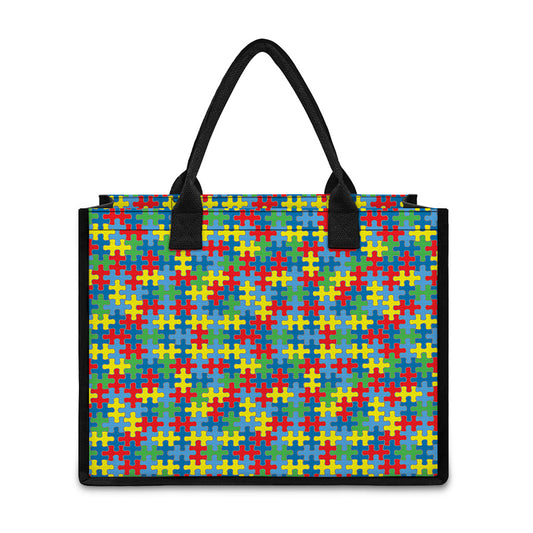 Autism Awareness Jigsaw Print Canvas Tote Bag