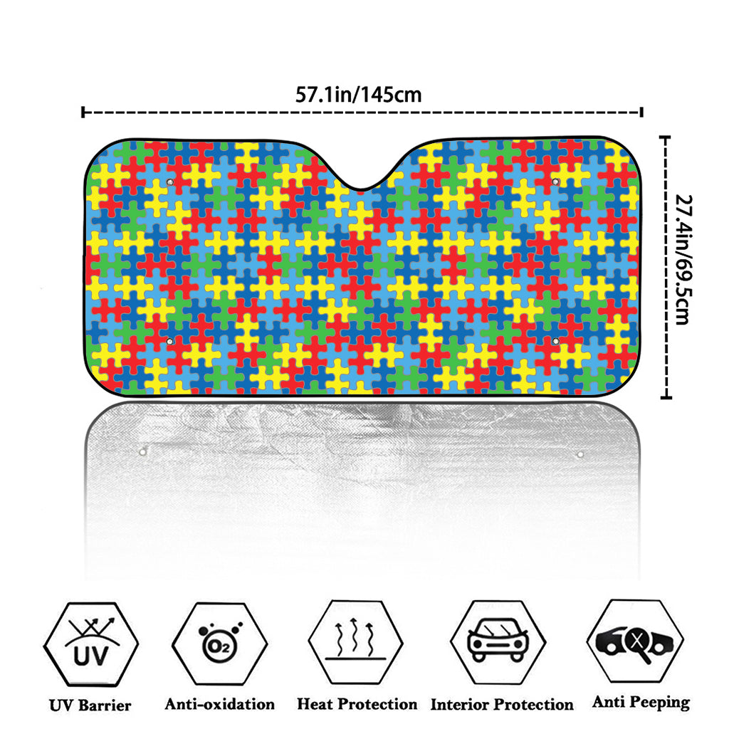 Autism Awareness Jigsaw Print Car Windshield Sun Shade