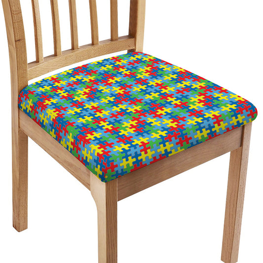 Autism Awareness Jigsaw Print Chair Cushion Cover