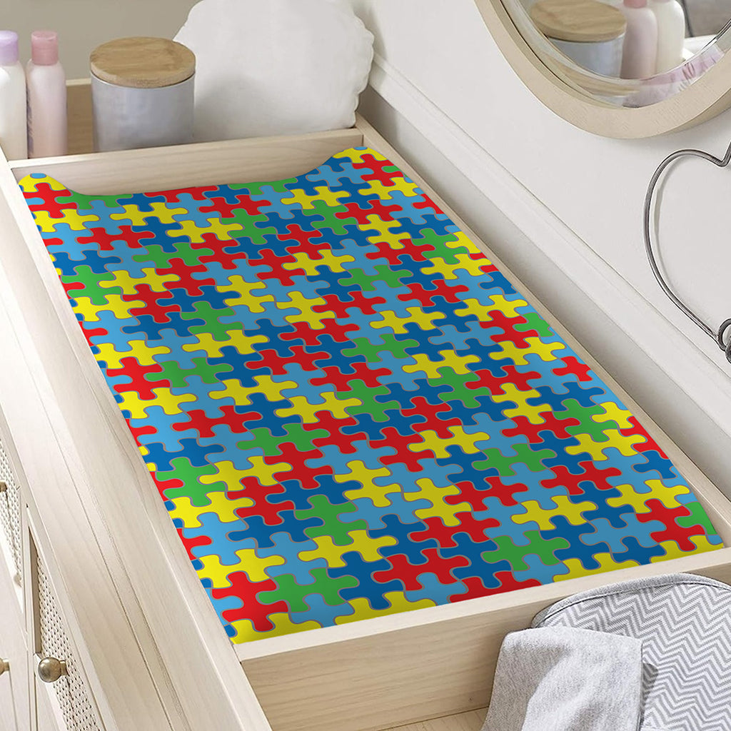 Autism Awareness Jigsaw Print Changing Pad Cover