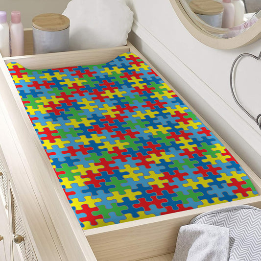 Autism Awareness Jigsaw Print Changing Pad Cover
