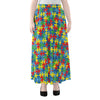 Autism Awareness Jigsaw Print Chiffon Maxi Skirt