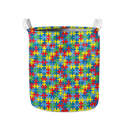 Autism Awareness Jigsaw Print Collapsible Laundry Basket