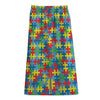 Autism Awareness Jigsaw Print Cotton Front Slit Maxi Skirt