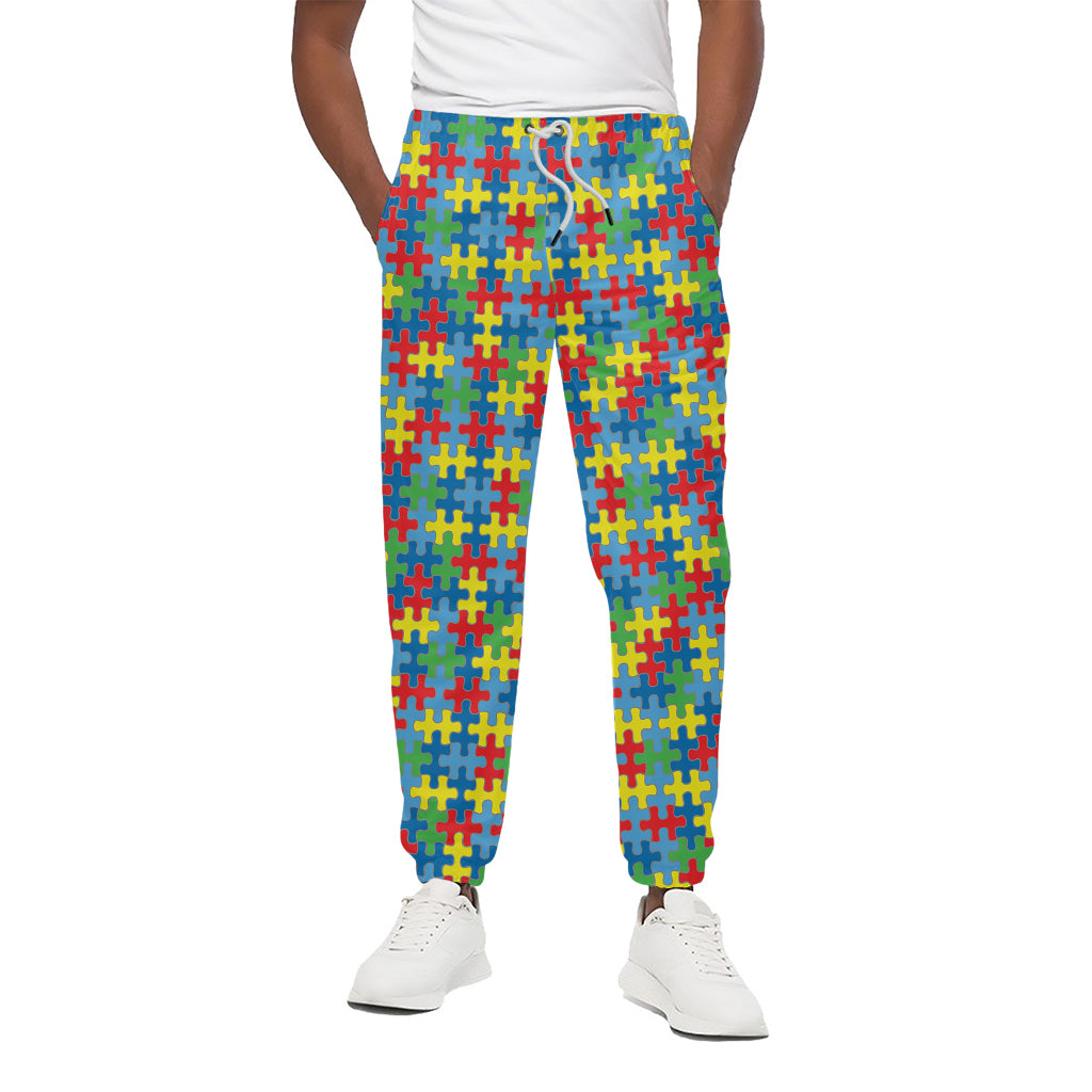 Autism Awareness Jigsaw Print Cotton Pants