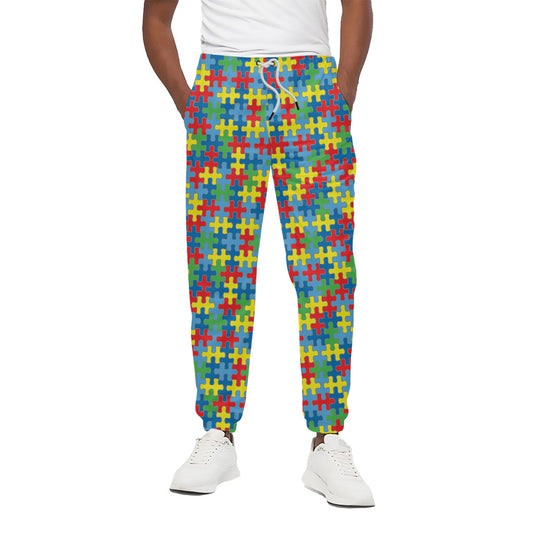 Autism Awareness Jigsaw Print Cotton Pants