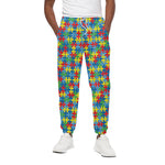 Autism Awareness Jigsaw Print Cotton Pants
