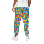 Autism Awareness Jigsaw Print Cotton Pants