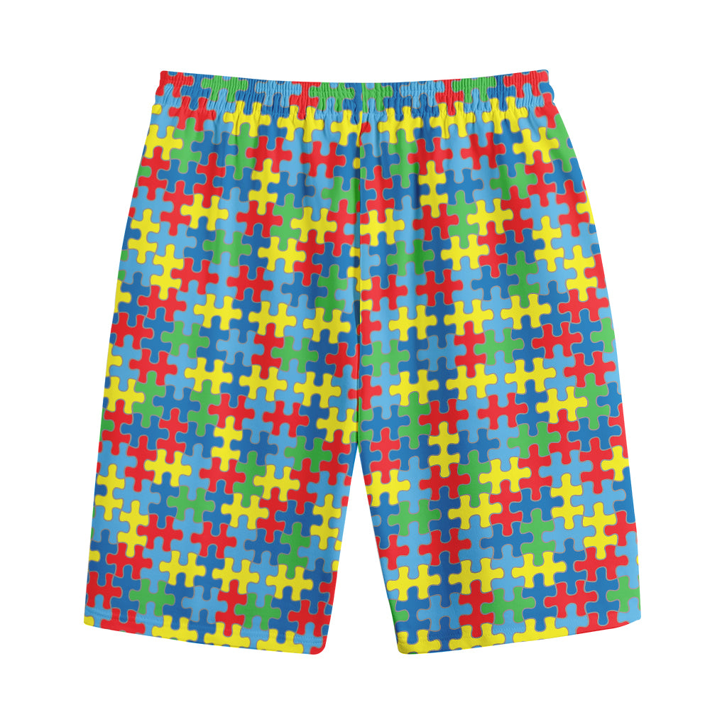 Autism Awareness Jigsaw Print Cotton Shorts