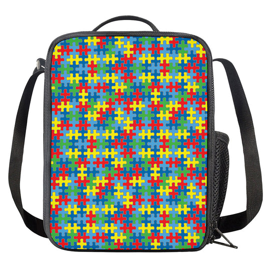 Autism Awareness Jigsaw Print Crossbody Lunch Bag