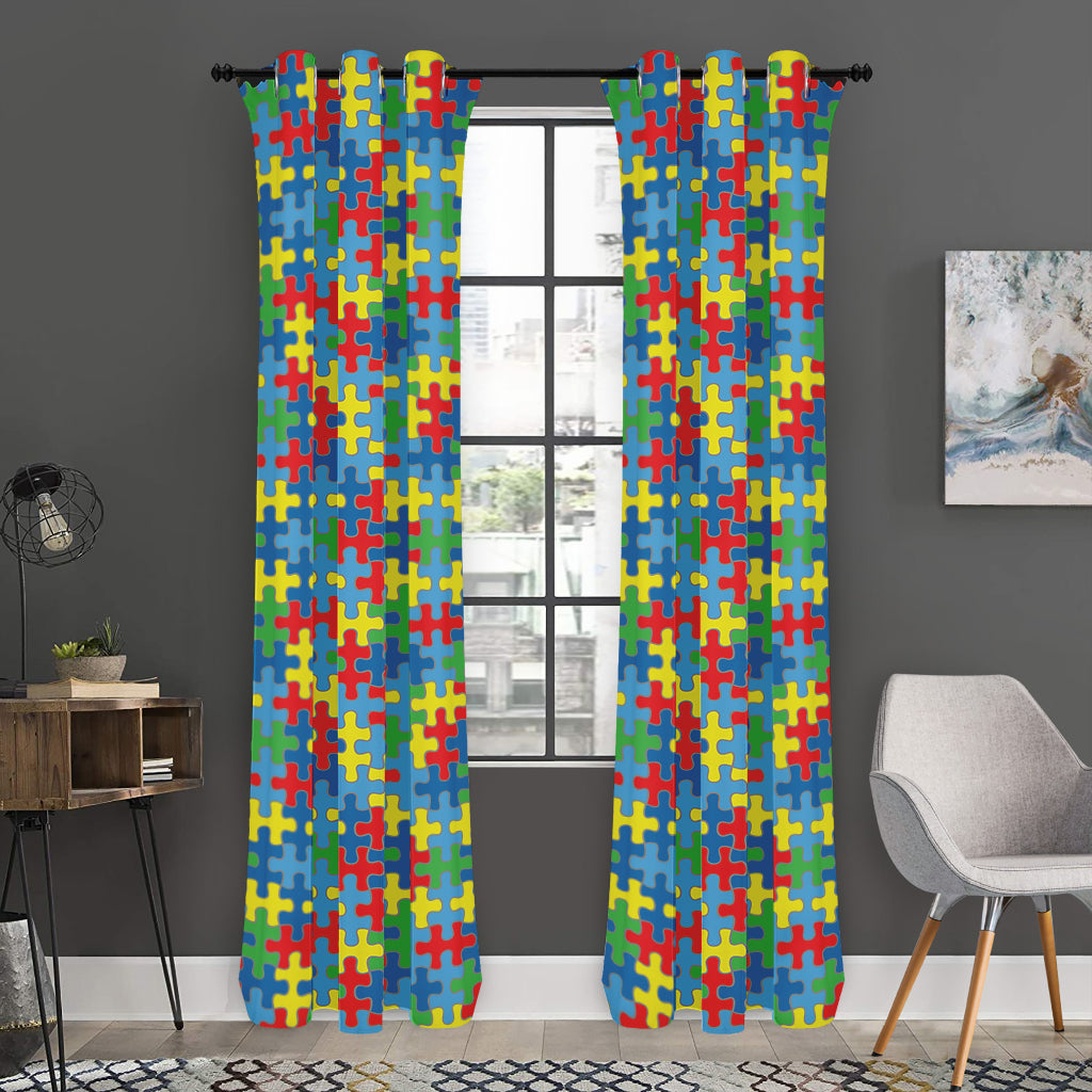 Autism Awareness Jigsaw Print Curtain