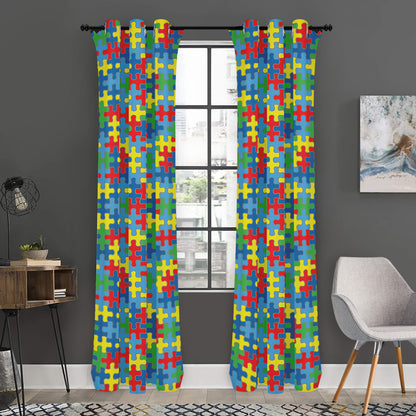 Autism Awareness Jigsaw Print Curtain