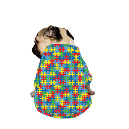 Autism Awareness Jigsaw Print Dog Zip Up Jacket