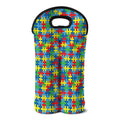 Autism Awareness Jigsaw Print Double Neoprene Wine Tote