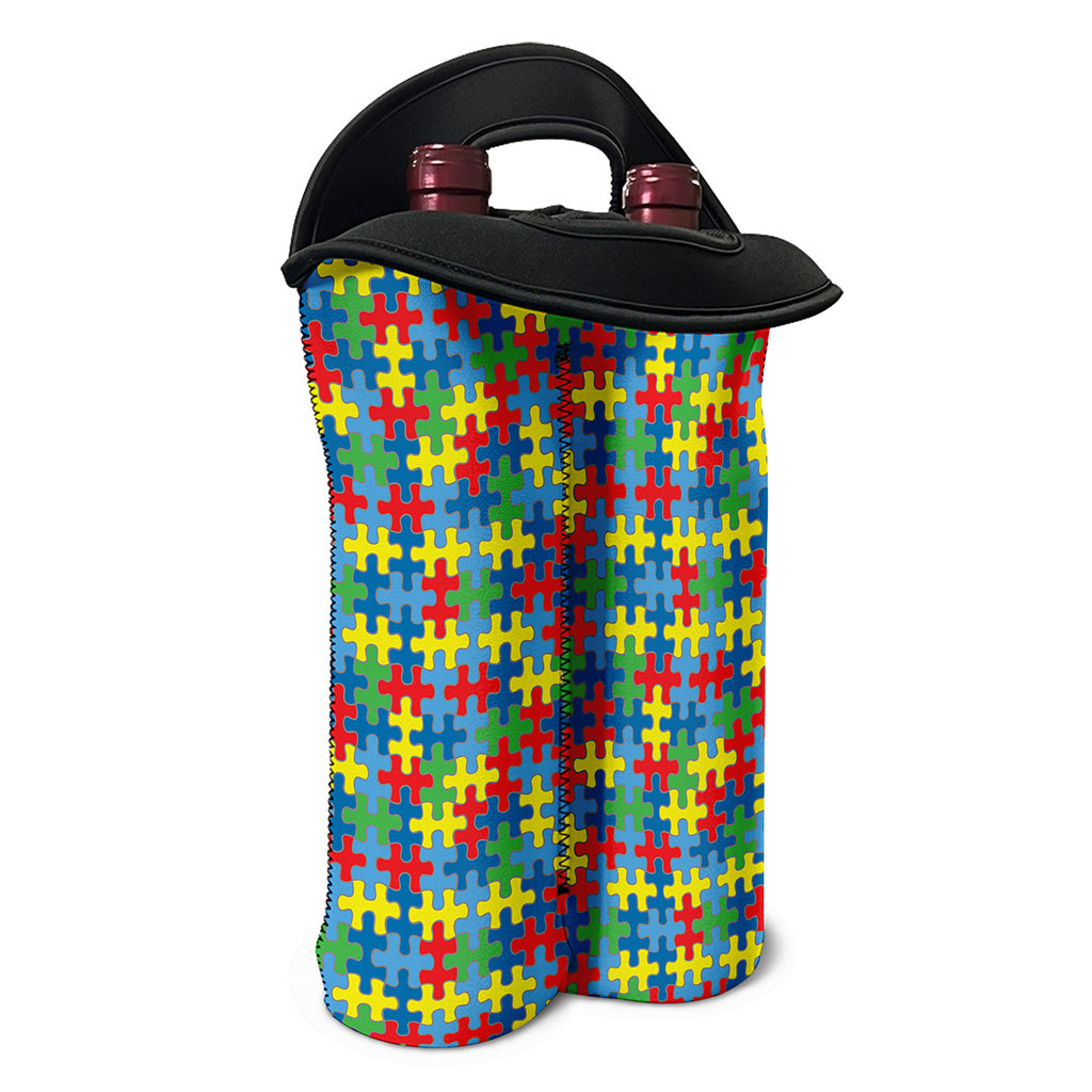 Autism Awareness Jigsaw Print Double Neoprene Wine Tote