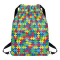 Autism Awareness Jigsaw Print Drawstring Backpack