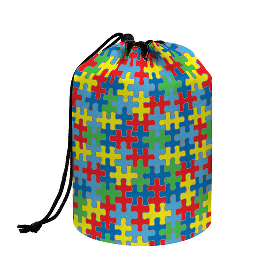 Autism Awareness Jigsaw Print Drawstring Makeup Bag
