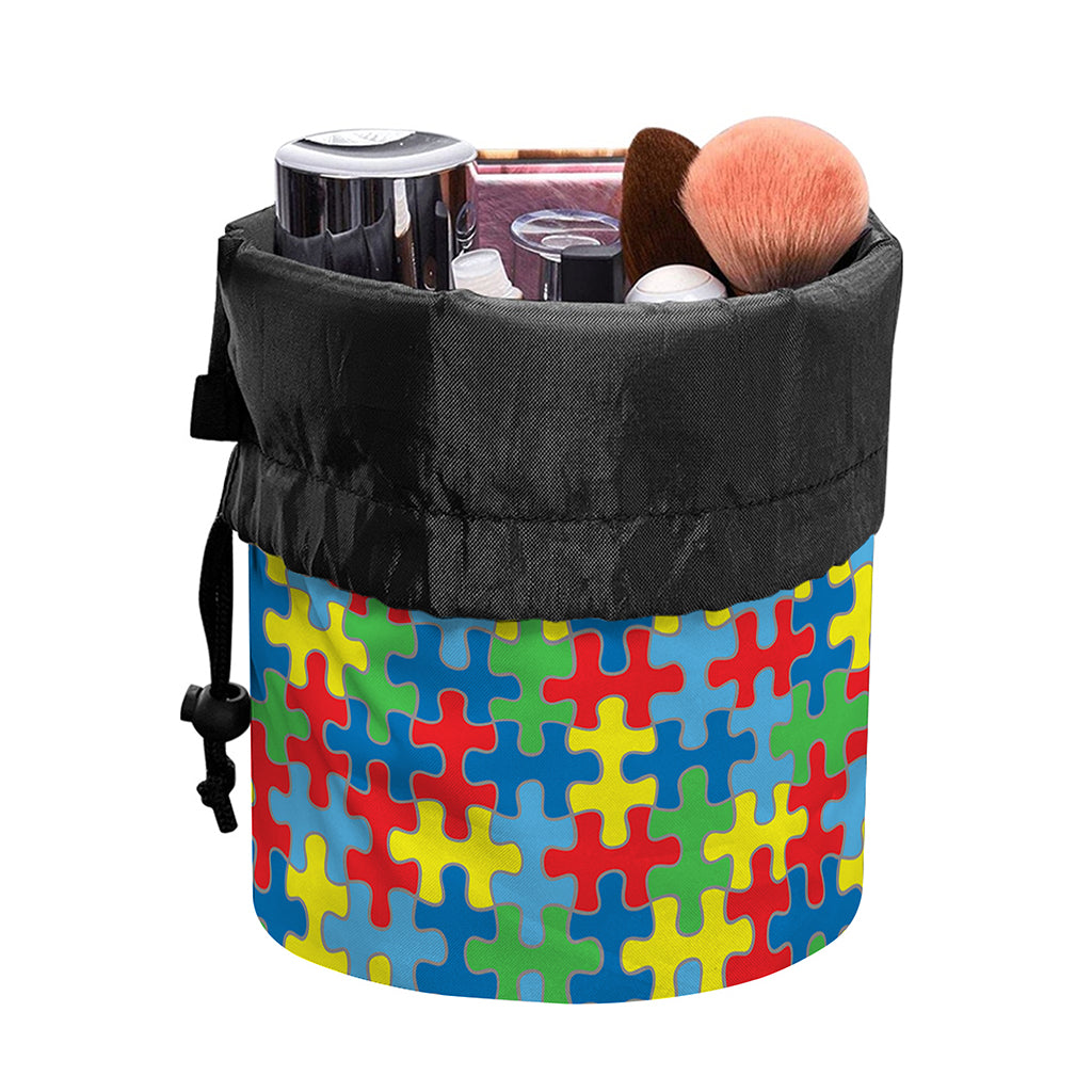 Autism Awareness Jigsaw Print Drawstring Makeup Bag