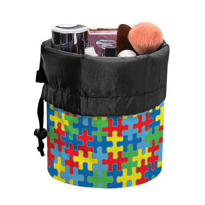 Autism Awareness Jigsaw Print Drawstring Makeup Bag